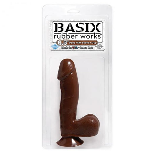 Basix Rubber Works - 6.5in. Dong With Suction Cup Brown