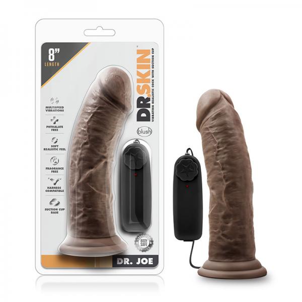 Dr. Skin - Dr. Joe - 8in Vibrating Cock With Suction Cup - Chocolate